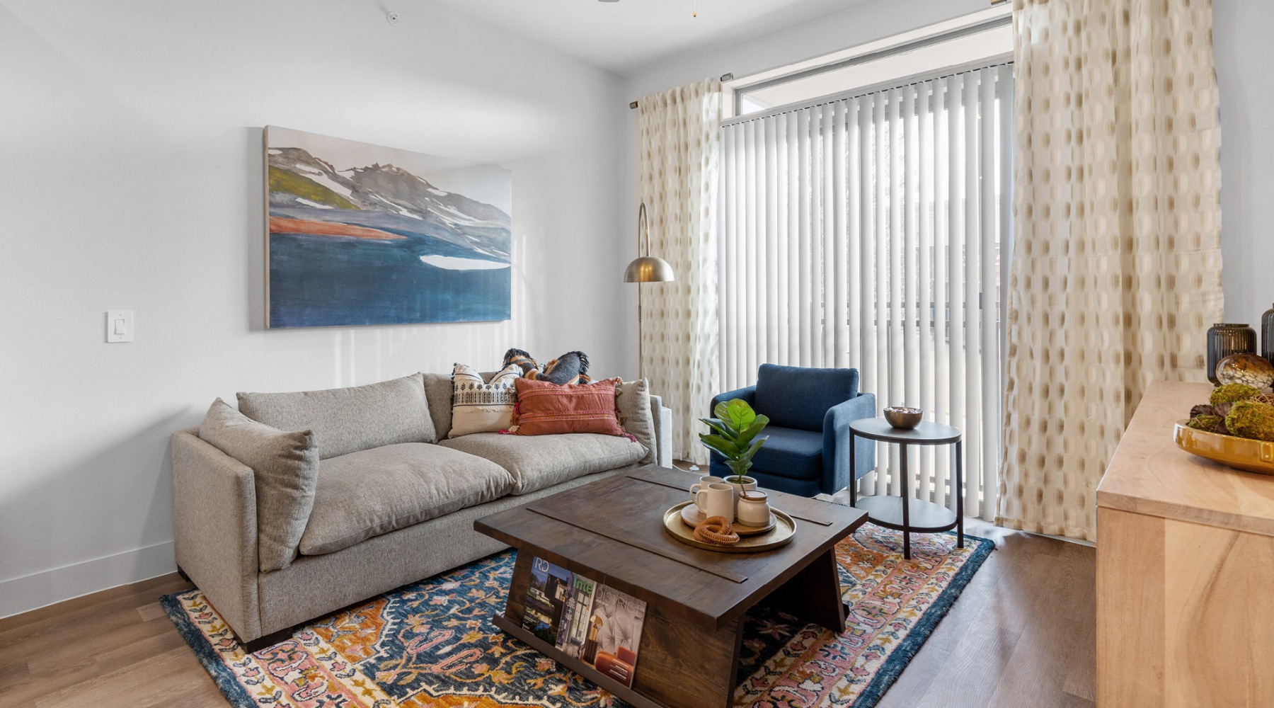 Open space living area with natural lighting